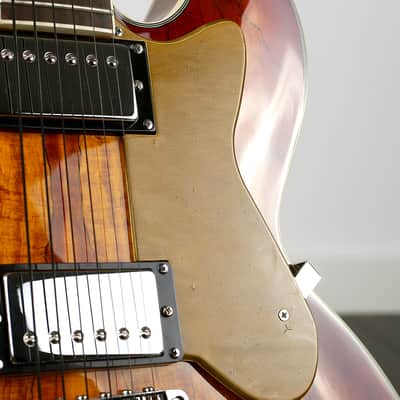 Quincy 335 deluxe style electric guitar Vancouver by Quincy with Black DR strings 2017 Spalted Maple image 3