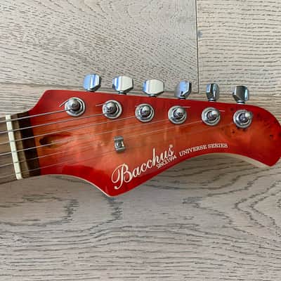 Bacchus  Tactics Telecaster Red Burl Red P90 Matching Headstock image 2