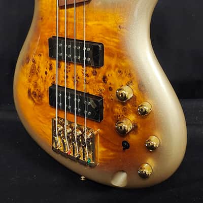 Ibanez SR400EPBDX SR Standard Bass, Poplar Burl Top, Mars Gold Metallic Burst image 1