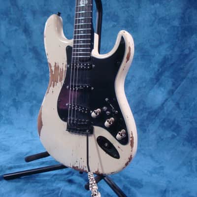 Custom Strat Nitro White Relic "Stars & Skull" 2018 image 5