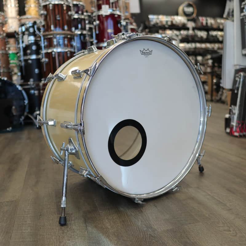 Pre-Owned Pearl 14x24" Wood-Fiberglass Bass Drum (Gold Satin Wrap) image 1