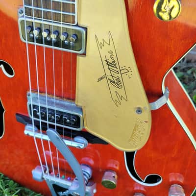 1957 Gretsch Model 6120 Chet Atkins Hollowbody Electric Guitar Amber Red Cowboy Case Great Player & Sound image 5