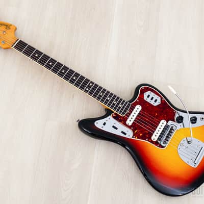 1966 Fender Jaguar Vintage Offset Guitar Sunburst w/ Big Neck, Case image 11