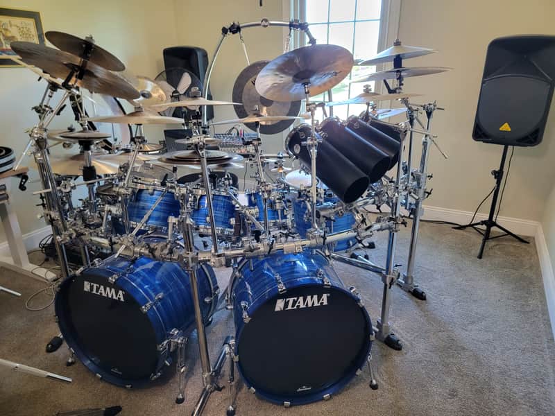 Monster Prog/Metal Drum kit - Tama Starclassic Walnut Birch 8pc kit with Sabian HH/HHX and DW Hardware image 1