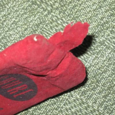 vintage Shure microphone pouch 1960s / 1970s - Outer areas: red thin velvet with black graphic / Inner areas: tan thin canvas (11 & 1/8" x 3") image 25