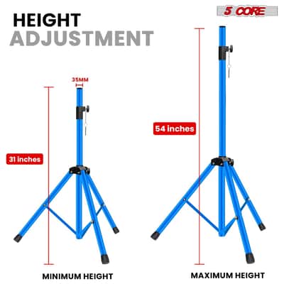 5 Core Speaker Stand Height Adjustable 54" Heavy Duty PA DJ Tripod Studio Monitor Stands image 3