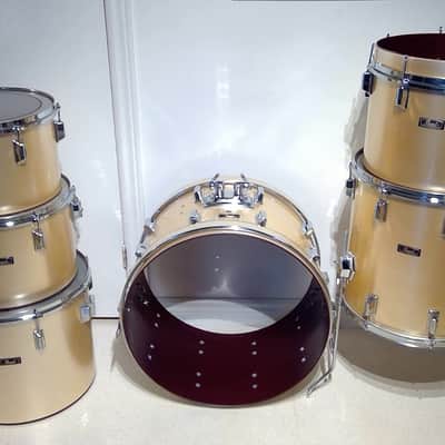 6PC VTG 1970's PEARL 22x14,16x16, 16,15,14,13 Gold Satin "Phenolic"  Concert/Power Drum Kit - Gorgeous Clean A+ image 3