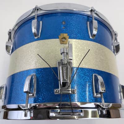 Ludwig 1960s 10x14" Snare Drum, 8-Lug Keystone Badge 1960s - Blue / Silver Sparkle image 1