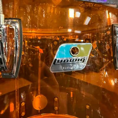 Vintage Ludwig Amber Vistalite 4-Piece Zep Bonham 14/16/18/26 Drum Kit Set image 5