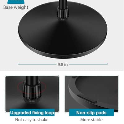 Microphone Stand, Mic Stand Detachable Gooseneck Mic Floor Stand Height Adjustable From 32Â€ To 70Â€ With Weighted Round Base For Blue Snowball Sm7B Sm58 Samson Q2U image 5