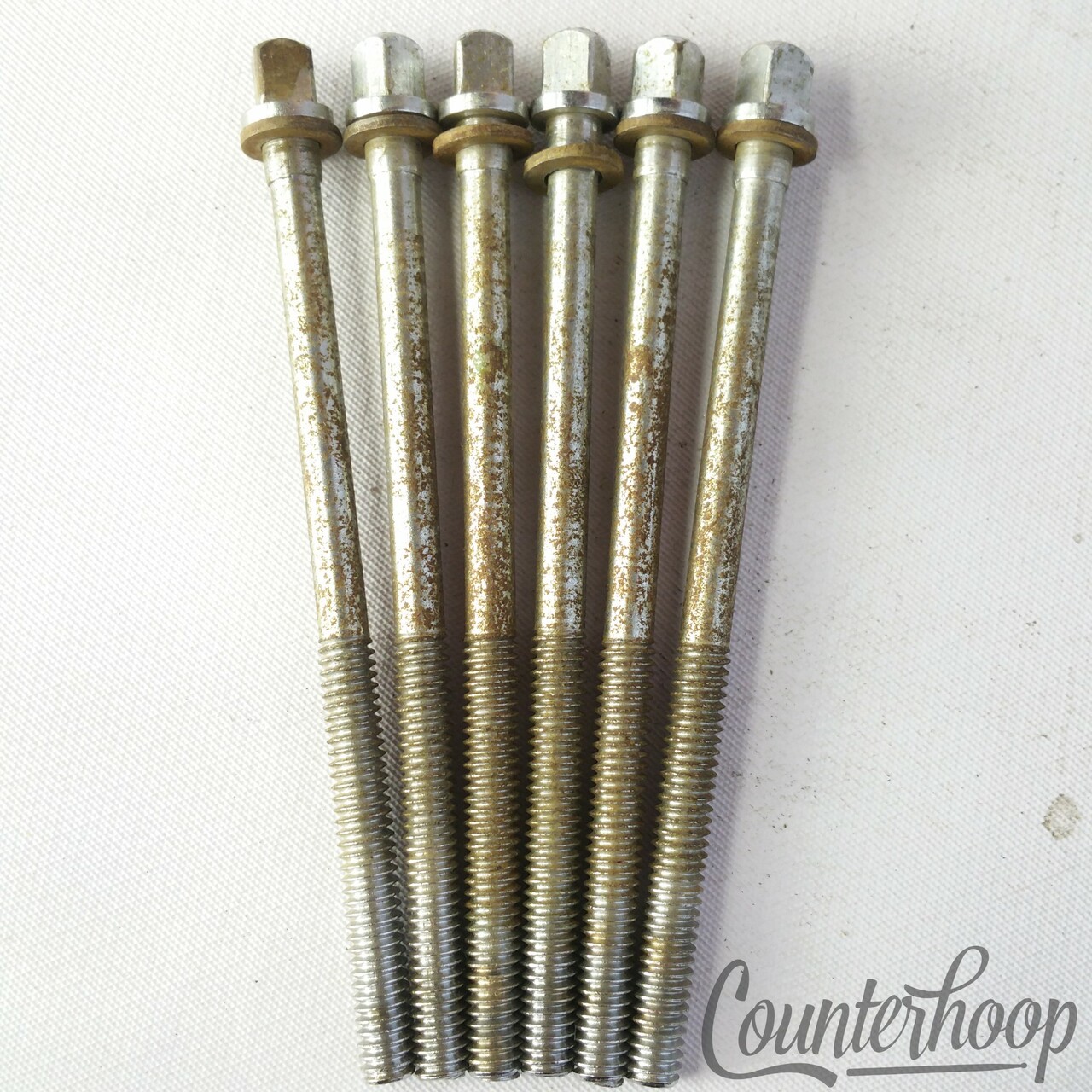Slingerland 6x Tension T-Rods 3 1/2" Floor Tom Drum Chrome 50 Brass Washers USA — main photograph