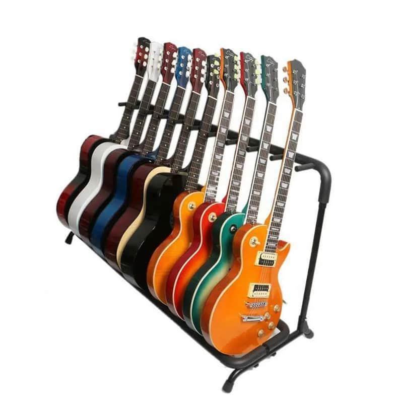 9-Slot Folding Multi-Guitar Holder Rack Stand - Ideal for Electric, Acoustic, and Bass Guitars image 1