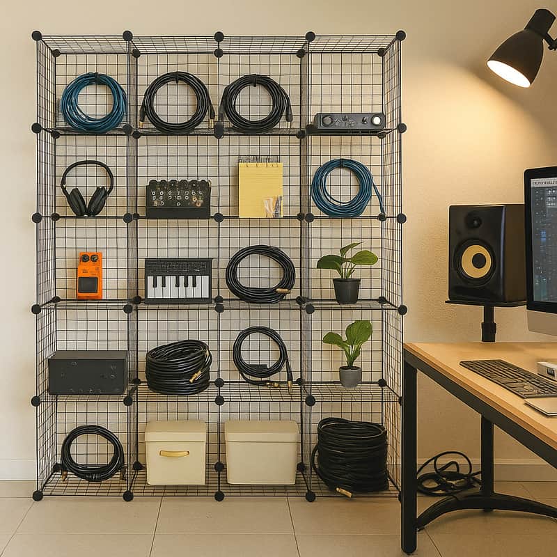 70" Modular Wire Cube Organizer – 20-Cube Metal Grid Storage for Music Gear, Studio Equipment & Creative Spaces
