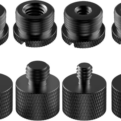 8 Pieces Mic Stand Adapter, 5/8 Female to 3/8 Male 3/8 Female to 5/8 Male 5/8 Female to 1/4 Male 1/4 Female to 5/8 Male Screw Thread Adapter for Microphone Stand Boom Arm Camera Tripod image 1