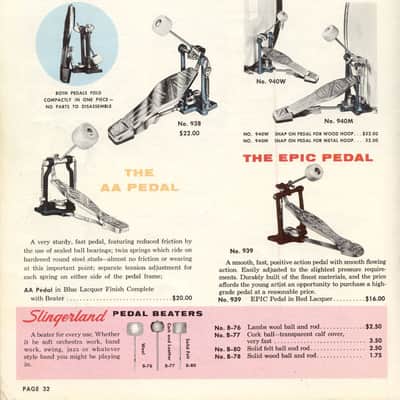 Slingerland#938 Tempo King Bass Drum Pedal Chicago Vintage60 Sound King Aluminum image 9