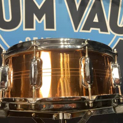 Slingerland - 5x14" Sound King, Lacquered Brass, 10-Lug Snare Drum, Zoomatic Throw-Off 1990s image 9