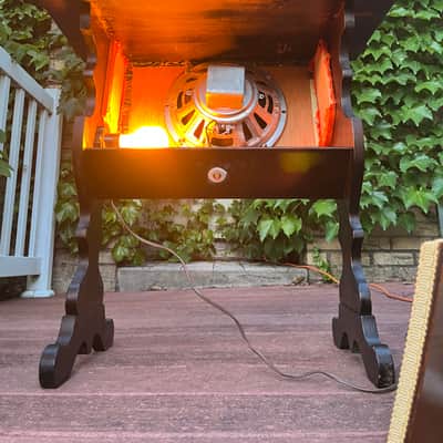 Rotary Connection Wild 1x10 guitar speaker cabinet on legs! Semi closed. Real wood. Lights up. Vintage CTS 10” Alnico speaker. One of a kind / one off. 2026 - Wood image 15