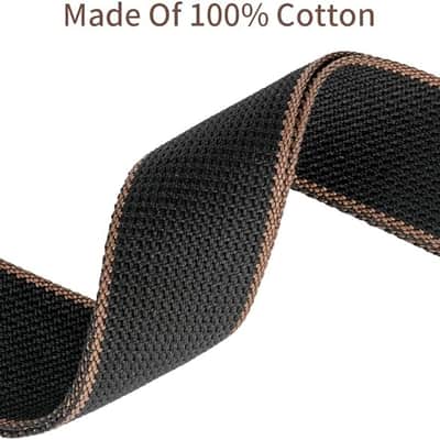 Guitar Strap, 100% Soft Cotton Guitar Straps With 3 Pick Holders For Bass, Electric & Acoustic Guitar (Black) image 2