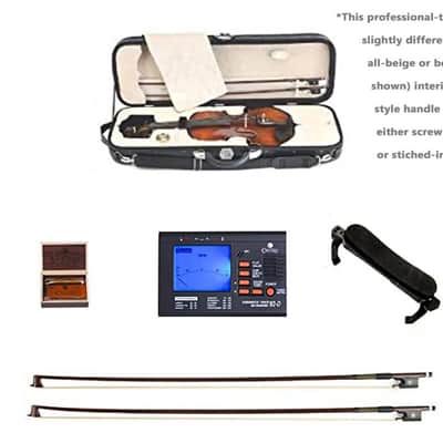 Cecilio 4/4 Advanced to Professional Level Violin Featuring Aged 7 Years+ Select Solid Spruce Top Highly Flamed One-Piece Maple Back and Sides, Real Ebony Components, Brazilwood Bows, Hand-Rubbed... image 2