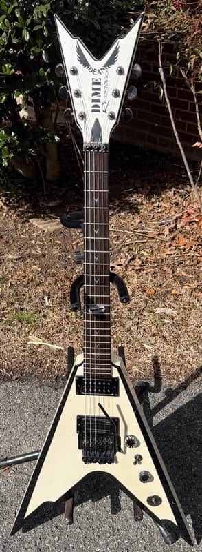 2007 Dean Dimebag Darrell Signature Razorback V White/Black Flying Dime Pantera image 1