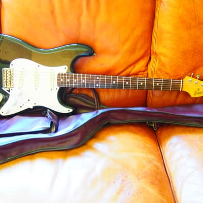 1980 Greco SE-800 Super Real Black, V neck with rosewood slab board (MIJ S-Style) + Original gig bag image 1