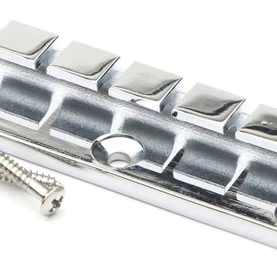 6 String 2.78 x 0.78 x 0.39-Inches Metal Fixed Hardtail Saddle Bridge Top Load Guitar Tailpiece for Strat Tele Electric Guitar, Chrome image 5