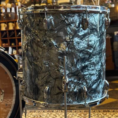 VINTAGE 1960's-70's Slingerland Mixed Era Drum Set in Black Diamond Pearl - 14x20, 9x13, 16x16 image 12
