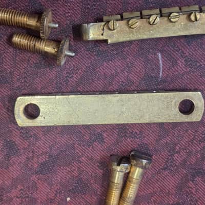 National Ibanez Univox HTF Bridge and Tailpiece Set Gold Made In Japan Tuneomatic Copy 1970s image 7
