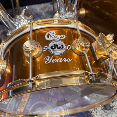 Tris Imboden's Chicago 50th Anniversary DW, Paiste, Gibraltar Complete Drum Set 2017 - Mirror Gold Lacquer. Immaculate! Authenticated! image 3