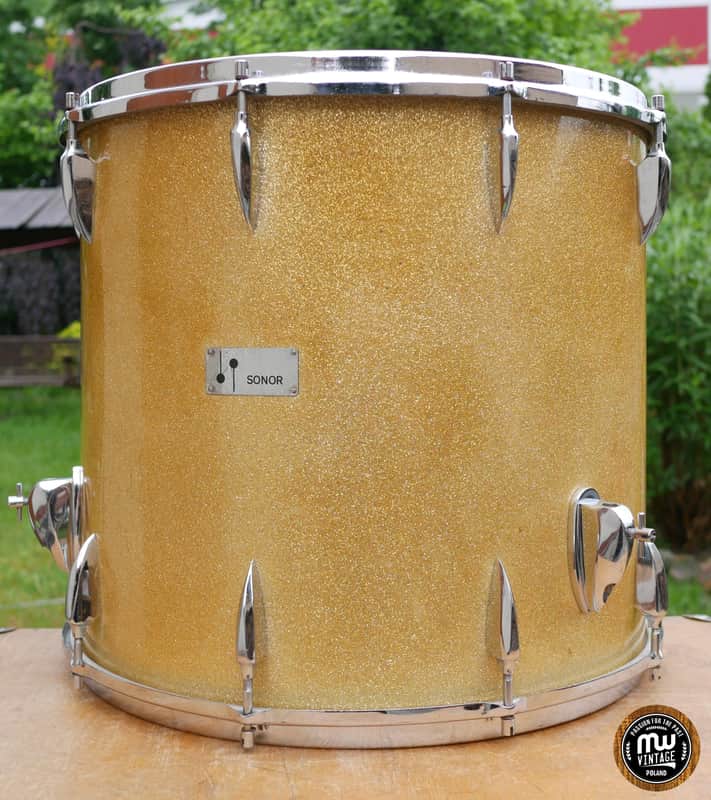 Sonor Teardrop Floortom Floor tom 18" x 16" 3-ply Gold Sparkle Vintage ULTRA RARE image 1