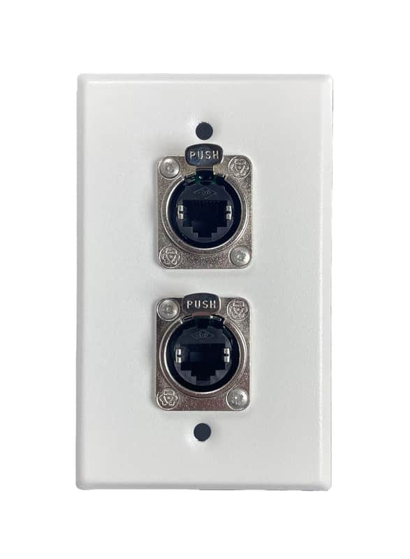 PROCRAFT SPL-2RJ45-WH 1 Gang White Wall Plate Loaded w/ 2) ProCraft RJ45 Feed/Pass Thru image 1