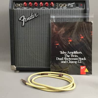 Vintage Fender Tube Champ 12 1987-1993 Rare Original Red Knob Guitar Amp Black Grey Tolex Original Print Ad Mint image 1
