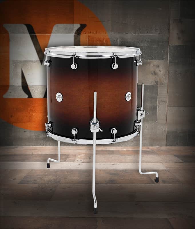 DW Design Series Maple Floor Tom, 16x18 - Tobacco Burst Gloss Lacquer w/Chrome Hardware (DDLG1618TTTB) image 1