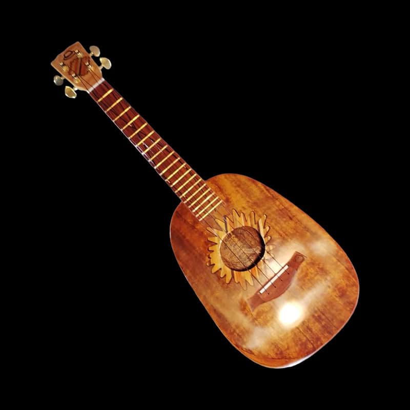 Solid Koa Pineapple Tenor Ukulele with Hardwood Inlays image 1