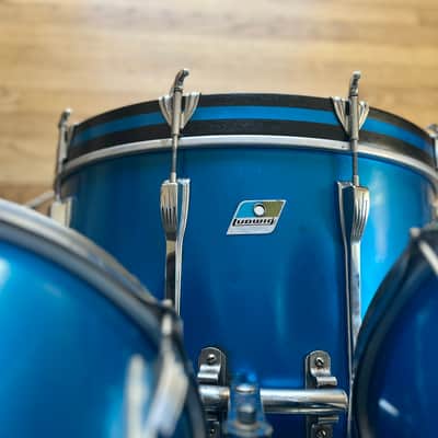 Ludwig 10 piece Mach Lug 1976 Blue Satin Drum Set image 11