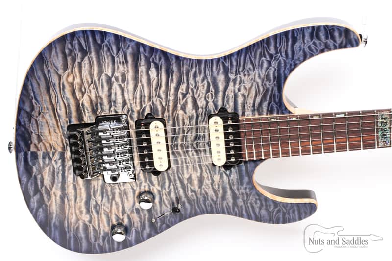 Suhr Modern Carve Top 2009 LE, Serial #1 – Faded Trans Whale Blue Burst on a 3/4" Quilted Maple Top image 1