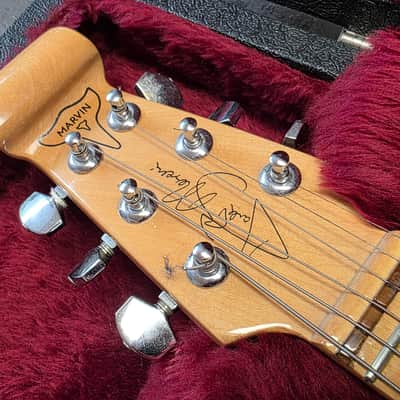 1981 Burns Marvin Greenburst Hank Marvin Signature Brazilian Mahogany Catalog Guitar Made in England UK Lawsuit Scroll Headstock The Shadows Green Burst Jim Burns Actualizers LTD 1979-1983 80s Vintage British image 2