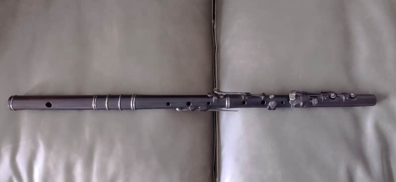 C. Peloubet Dark Wood & Silver 8-Key Antique Flute New York 19th century image 1