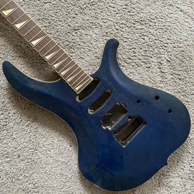 DeVille Blue HSS Electric Guitar, Mahogany Tiger Maple Top Body, 24 Frets Rosewood Fingerboard image 1