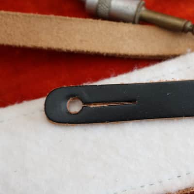 Vintage Leather Strap, 60's Fender Pick & old 60's/70's cable image 7