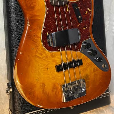 NEW! Fender Artisan Maple Monster Burl Jazz Bass Relic AAA Rosewood - Roasted AA Flamed Maple Neck - Honey Burst Finish - 9.3lbs - Authorized Dealer - G06940 image 8