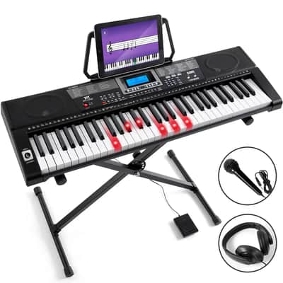 MUSTAR Portable 61 Key Electric Light Up Keyboard Pedal,Stand,Headset,Microphone image 2