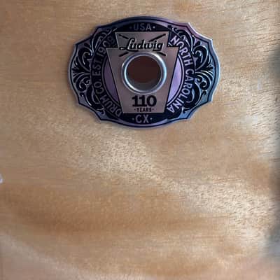 Ludwig 110th anniversary aged exotic 6.5 x14 snare drum - Natural image 9
