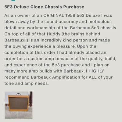 Barbeaux Amplification | Fender Tweed Deluxe 5E3 Chassis Clone | Meticulously Built, 2-Year Warranty image 2