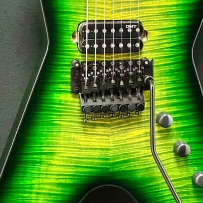 Dean Guitars - USA - Custom Shop - ML - 7 String - Emerald Burst Flame Maple Top - Reverse 7 Inline Head Stock - Floyd Rose - DMT 7 Nostalgia and Baker Act  Pickups - Black Hardware - w/OHSC - Call for Best Price !!! image 3
