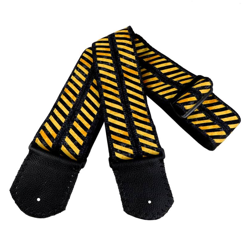 Yellow and Black Caution Tape Handmade Guitar Strap image 1