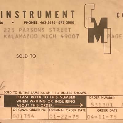 Gibson Rare Kalamazoo factory sales receipt L6 DLX 1975 Natural image 3