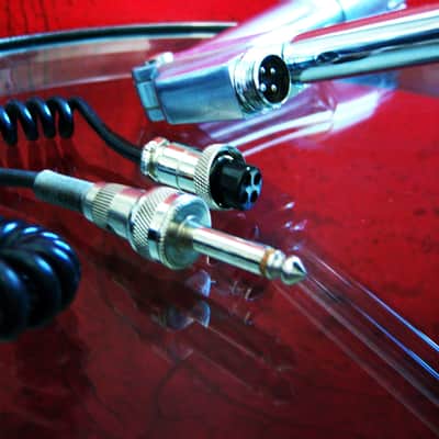 Vintage 1960's Lafayette 99-45460 dynamic Satin Chrome microphone w desk stand & cable Lafayette Olson Midland # 1 image 11