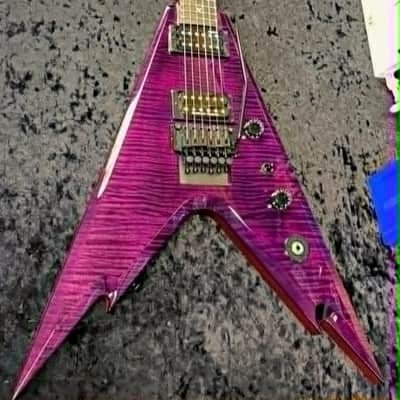 Dean USA Razorback V Floyd Flame Top Prototype Electric Guitar - Trans Purple image 13