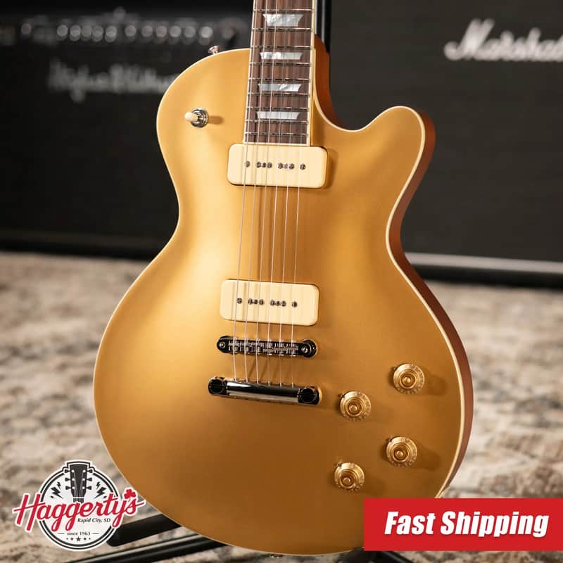 Eastman SB56 Electric Guitar - Vintage Satin Gold with Padded Gig Bag image 1